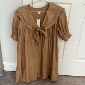 Anthropologie Pilcro Short-Sleeve Bow-Front Tunic Mini Dress